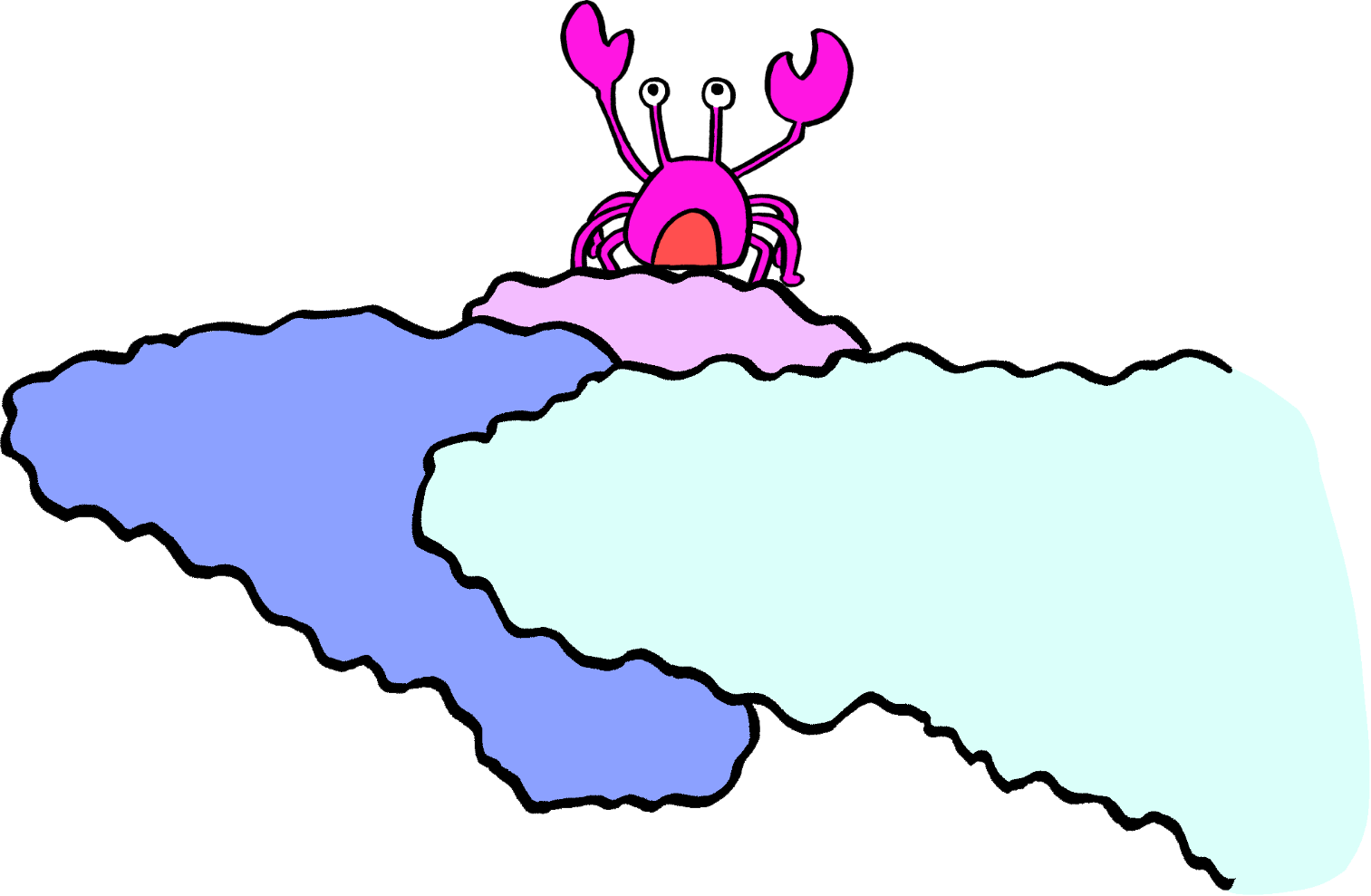 雲に乗ったカニのイラスト