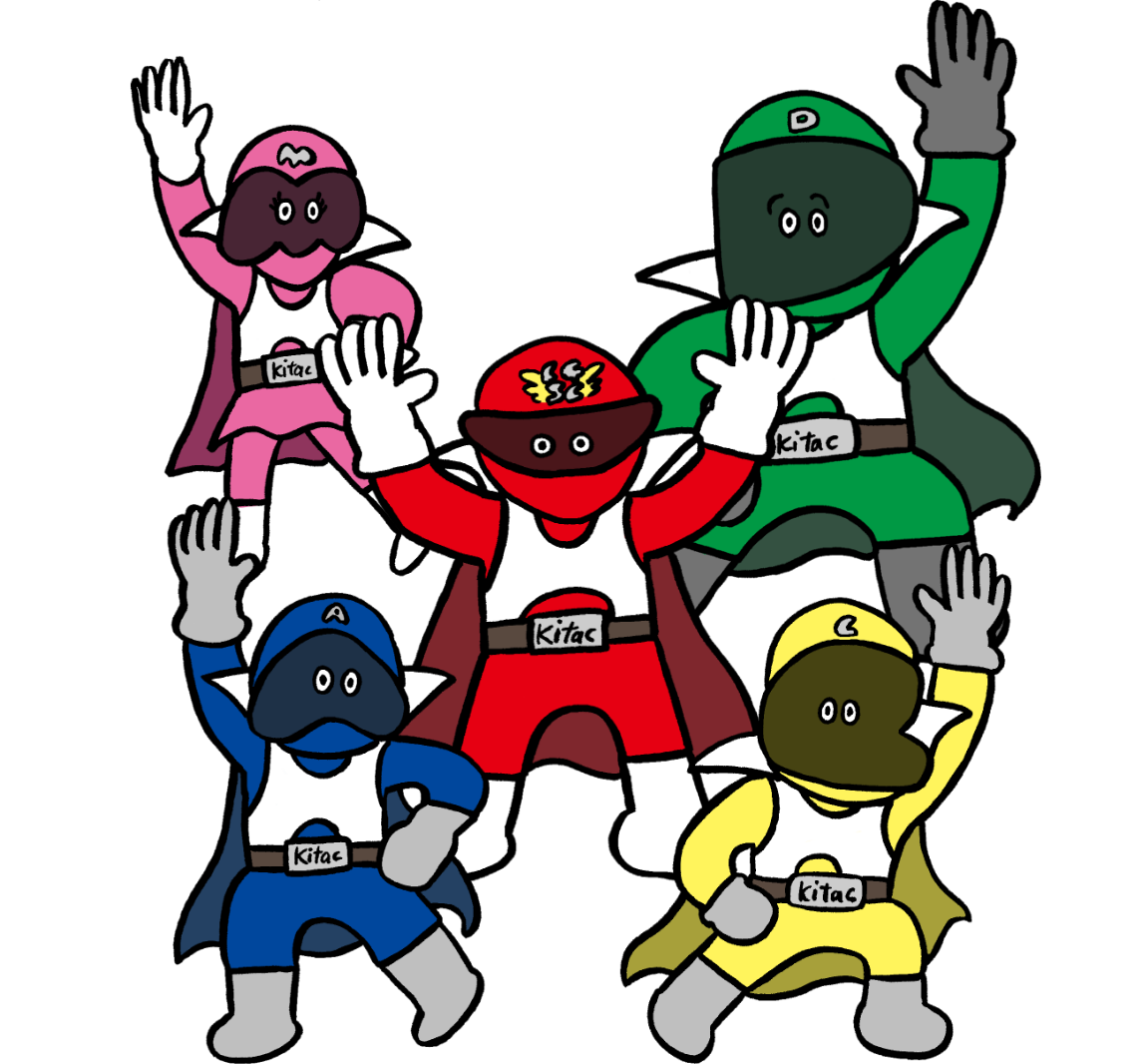 戦隊全員が揃っているイラスト